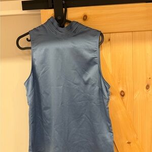 Dynamite Sleeveless Satin Blue Tank Top